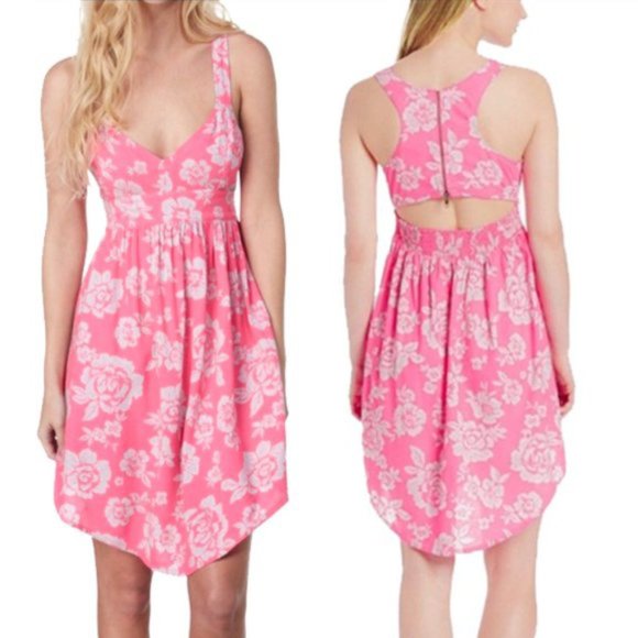 Roxy Hot Pink Floral Dress - Picture 1 of 3